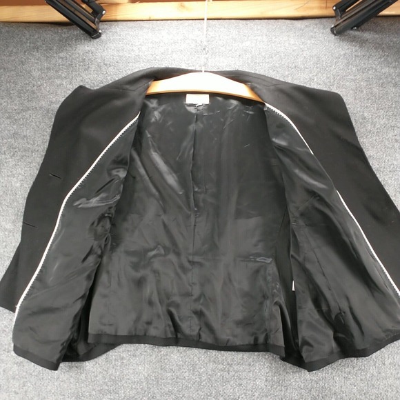 Talbots Women's Blazer Jacket Black Actual 52x25.5 Stretch Wool Blend 2-Button - Picture 6 of 14